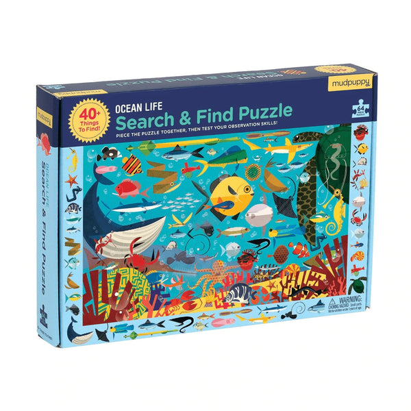 Search & Find Puzzle – Ocean Life - Premium and Unique gift 4+, 64pieces, mudpuppy, preschooler, puzzle, seaanimal  from Mudpuppy - Shop now at AU family concept store Mommy's Pouch
