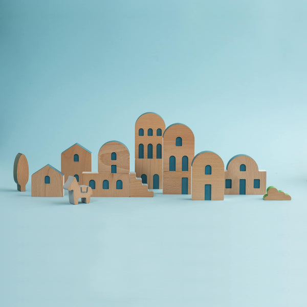 Aegean Village - Building Blocks Toy Collection - Premium and Unique gift animiwoodworkshop, buildingblock, greece, handmade, montessoritoy, sensorytoy, toddler, woodentoy Wooden Toys from Animi Wood Workshop - Shop now at AU family concept store Mommy's Pouch
