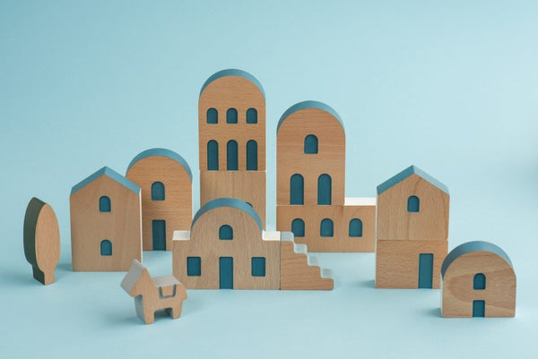 Aegean Village - Building Blocks Toy Collection - Premium and Unique gift animiwoodworkshop, buildingblock, greece, handmade, montessoritoy, sensorytoy, toddler, woodentoy Wooden Toys from Animi Wood Workshop - Shop now at AU family concept store Mommy's Pouch