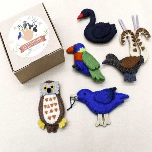 Birds of Australia Finger Puppets Set - Premium and Unique gift animals, felttoy, fingerpuppet, handmade, nativeanimal, pretendplay, taratreasures, toddler, toytogo Pretend Play from Taratreasures - Shop now at AU family concept store Mommy's Pouch
