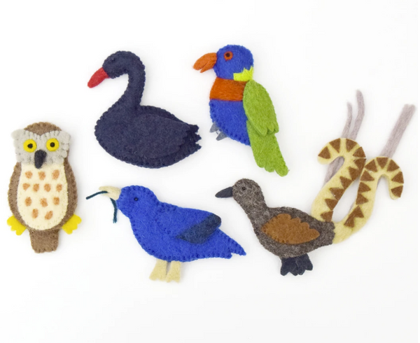 Birds of Australia Finger Puppets Set - Premium and Unique gift animals, felttoy, fingerpuppet, handmade, nativeanimal, pretendplay, taratreasures, toddler, toytogo Pretend Play from Taratreasures - Shop now at AU family concept store Mommy's Pouch