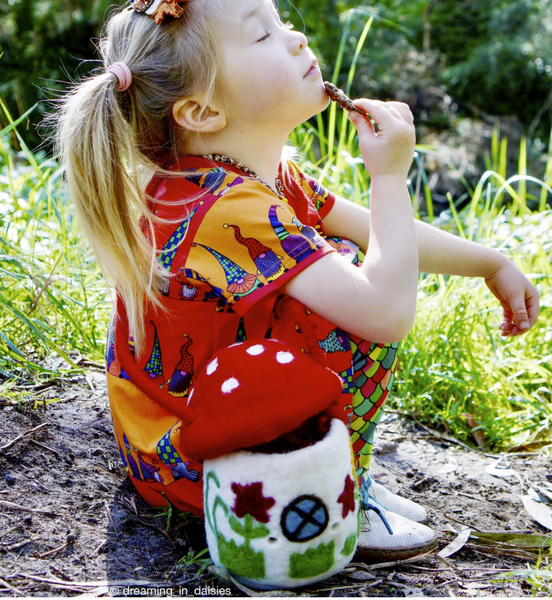 Felt Mushroom_Toadstool Bag - Premium and Unique gift bag, felttoy, fingerpuppet, handmade, kidsbag, taratreasures, toddler Pretend Play from Taratreasures - Shop now at AU family concept store Mommy's Pouch