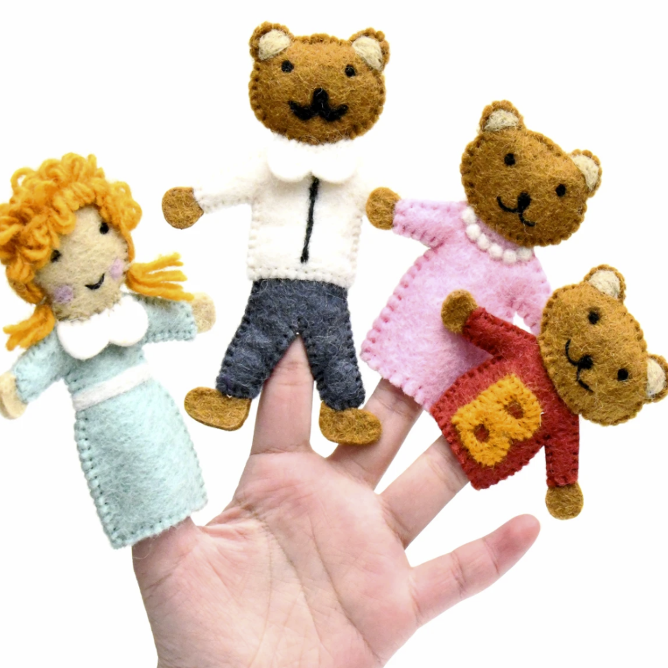 Goldilocks & the Three Bears_Finger Puppet Set - Premium and Unique gift felttoys, fingerpuppet, forkids, handmade, storytime, taratreasures, toddler Pretend Play from Taratreasures - Shop now at AU family concept store Mommy's Pouch