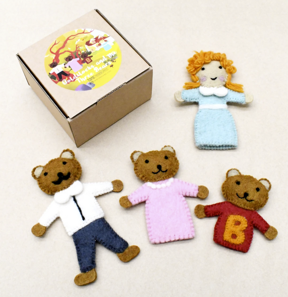Goldilocks & the Three Bears_Finger Puppet Set - Premium and Unique gift felttoys, fingerpuppet, forkids, handmade, storytime, taratreasures, toddler Pretend Play from Taratreasures - Shop now at AU family concept store Mommy's Pouch