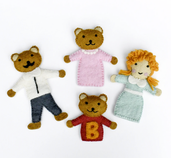 Goldilocks & the Three Bears_Finger Puppet Set - Premium and Unique gift felttoys, fingerpuppet, forkids, handmade, storytime, taratreasures, toddler Pretend Play from Taratreasures - Shop now at AU family concept store Mommy's Pouch