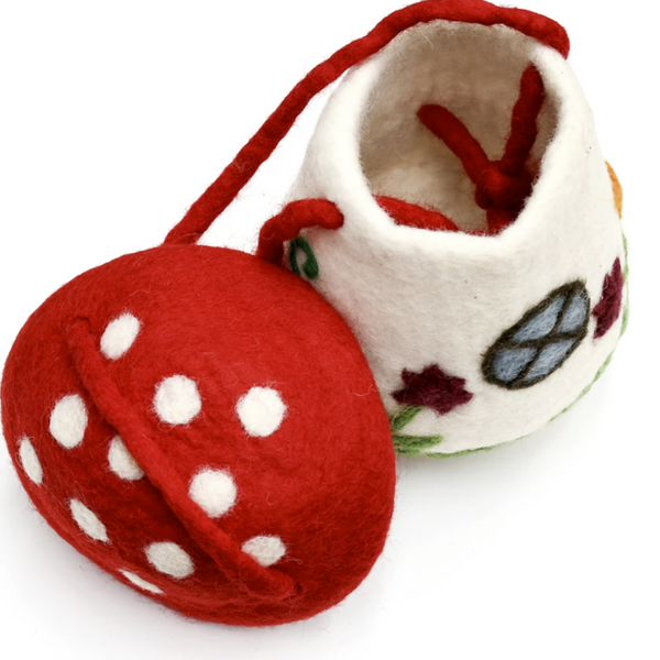 Felt Mushroom_Toadstool Bag - Premium and Unique gift bag, felttoy, fingerpuppet, handmade, kidsbag, taratreasures, toddler Pretend Play from Taratreasures - Shop now at AU family concept store Mommy's Pouch