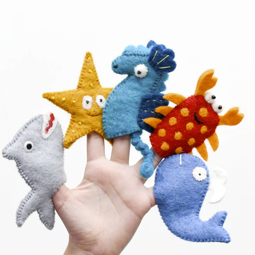 Ocean and Sea Creatures Finger Puppet Set - Premium and Unique gift felttoys, fingerpuppet, handmade, taratreasures, toddler Pretend Play from Taratreasures - Shop now at AU family concept store Mommy's Pouch