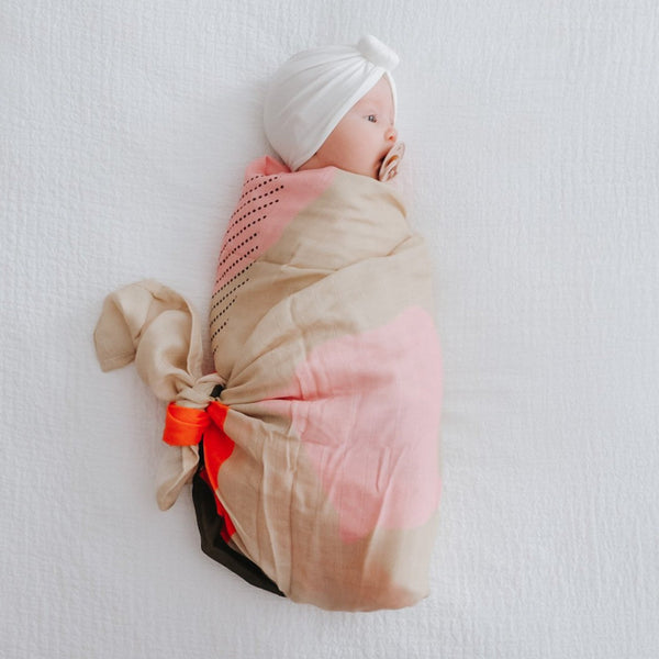Organic Cotton Muslin Swaddle Blanket - 'Coral' 🤩 - Premium and Unique gift baby, forkids, formoms, harpertini, mom&me, swaddle Mom & Me from Harpertini - Shop now at AU family concept store Mommy's Pouch