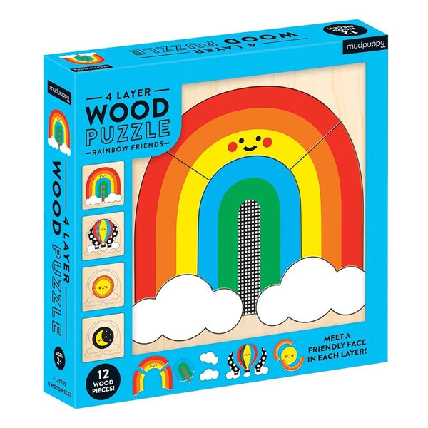 4-Layer Wooden Puzzle - Rainbow Friends - Premium and Unique gift 2+, mudpuppy, puzzle, rainbow, toddler, woodenpuzzle, woodentoy  from Mudpuppy - Shop now at AU family concept store Mommy's Pouch