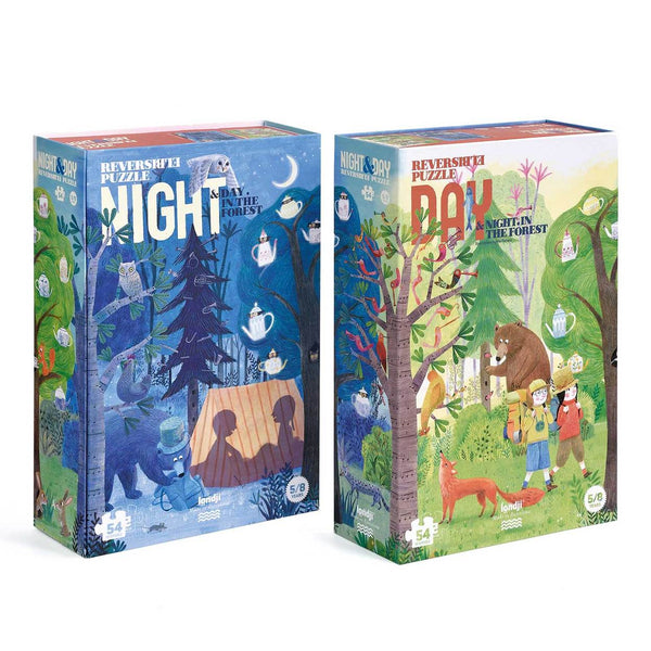 Night and Day in the Forest - Reversible Puzzle (2 in 1) - Premium and Unique gift 5+, 50pieces, forest, forkids, kidspuzzle, londji, preschooler, puzzle, reversiblepuzzle Puzzles from Londji - Shop now at AU family concept store Mommy's Pouch