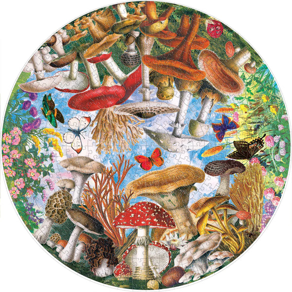 eeBoo 500pc Round Jigsaw Puzzle-Mushroom & Butterflies - Premium and Unique gift 500pieces, adults, bugs, butterflies, eeBoo, formoms, nature, puzzle Puzzle from eeBoo - Shop now at AU family concept store Mommy's Pouch