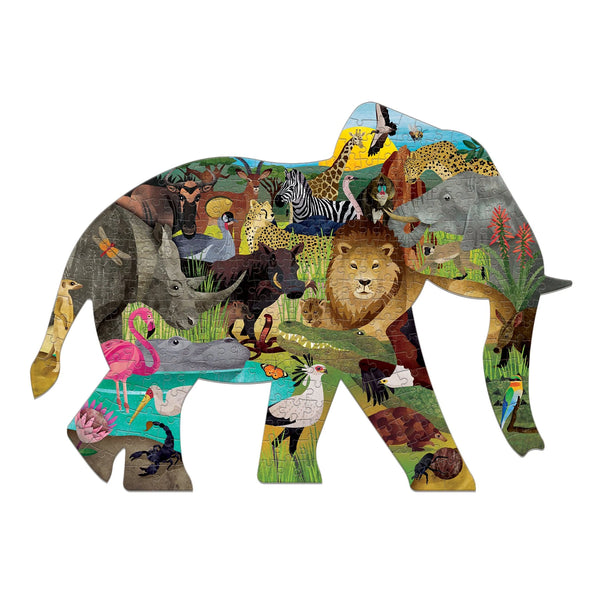 African Safari_Shaped Puzzle - Premium and Unique gift 300pieces, 7+, animals, mudpuppy, puzzle, safari, schoolkids, shaped puzzle  from Mudpuppy - Shop now at AU family concept store Mommy's Pouch