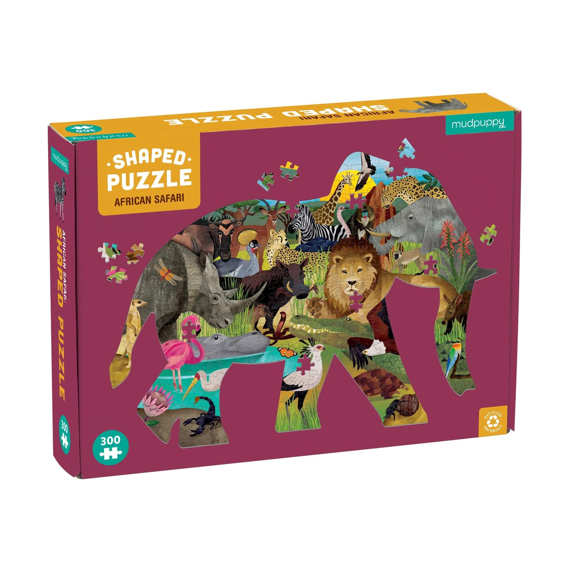 African Safari_Shaped Puzzle - Premium and Unique gift 300pieces, 7+, animals, mudpuppy, puzzle, safari, schoolkids, shaped puzzle  from Mudpuppy - Shop now at AU family concept store Mommy's Pouch