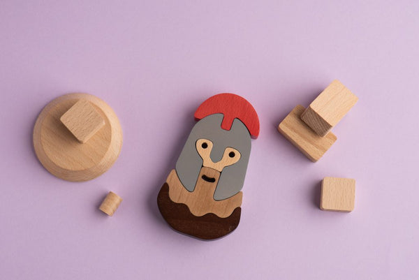 Spartan -Stacking Puzzle Figure Toy - Premium and Unique gift animiwoodworkshop, forkids, greece, handmade, montessoritoy, sensorytoy, spartan, stackingtoy, toddler, woodenpuzzle, woodentoy Wooden Toys from Animi Wood Workshop - Shop now at AU family concept store Mommy's Pouch